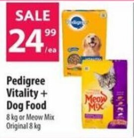 Co-Op Food Pedigree Vitality + Dog Food 8 kg or Meow Mix Original 8 kg offer