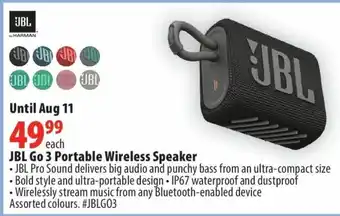 London Drugs JBL Go 3 Portable Wireless Speaker offer
