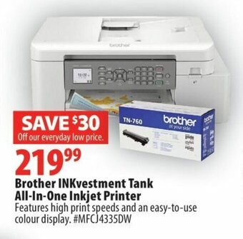 London Drugs Brother INKvestment Tank All-In-One Inkjet Printer offer