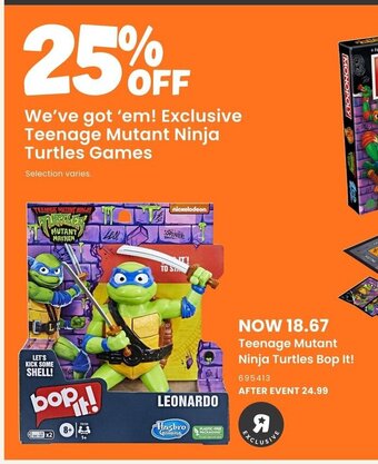 Toys R us Teenage Mutant Ninja Turtles Bop It! offer