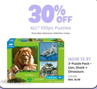 Toys R us 3-Puzzle Pack - Lion, Shark + Dinosaurs offer