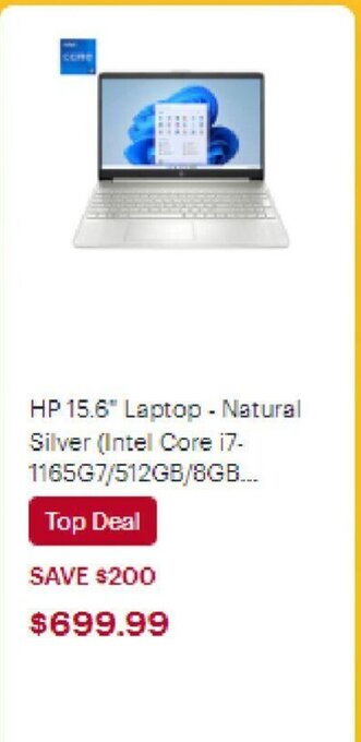 Best Buy HP 15.6" Laptop - Natural Silver (Intel Core i7-1165G7/512GB/8GB... offer