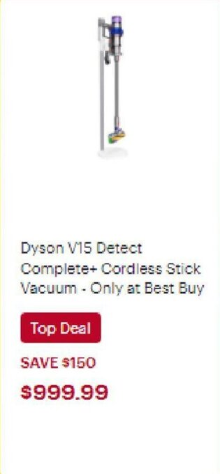 Best Buy Dyson V15 Detect Complete+ Cordless Stick Vacuum - offer