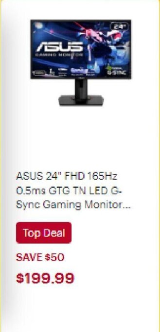 Best Buy ASUS 24" FHD 165Hz 0.5ms GTG TN LED G-Sync Gaming Monitor... offer
