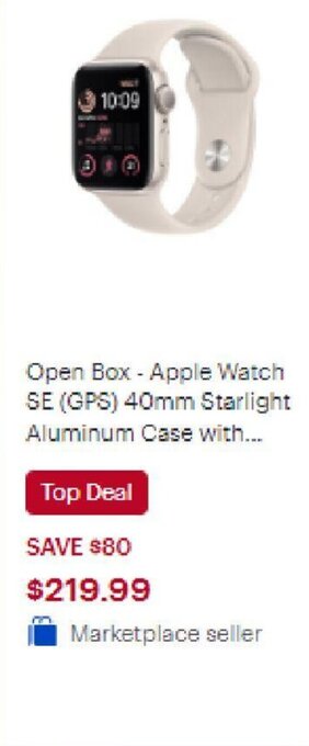 Best Buy Open Box - Apple Watch SE (GPS) 40mm Starlight Aluminum Case with... offer