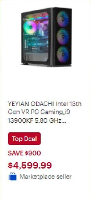 Best Buy YEYIAN ODACHI Intel 13th Gen VR PC Gaming.19 13900KF 5.80 GHz... offer