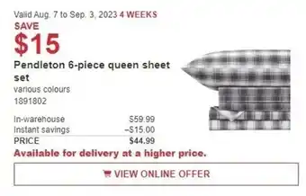 Costco Pendleton 6-piece queen sheet Set offer