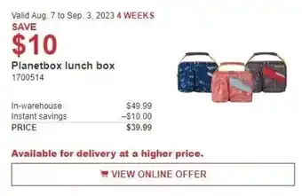 Costco Planetbox lunch box offer
