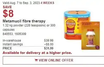 Costco Metamucil fibre therapy offer