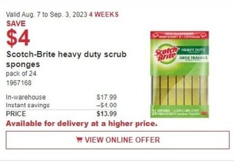 Costco Scotch-Brite heavy duty scrub sponges offer