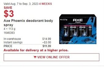 Axe Phoenix deodorant body spray 4 x 113g