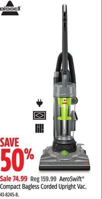 Canadian Tire Bissell aeroswift compact bagless corded upright vac offer