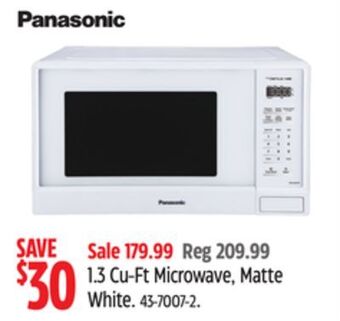 Canadian Tire Panasonic 1.3 cu-ft microwave, matte white offer