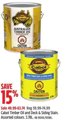 Canadian Tire Cabot timber oil and deck & siding stain offer