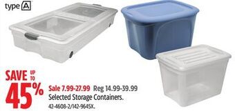 Canadian Tire Type a selected storage containers offer