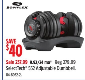 Canadian Tire Bowflex selecttech 552 adjustable dumbbell offer