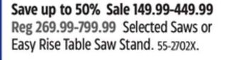 Canadian Tire Maximum selected saws or easy rise table saw stand offer