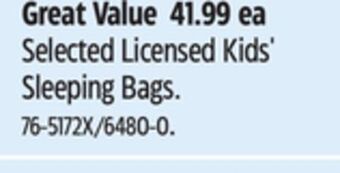 Canadian Tire Selected licensed kids' sleeping bags offer