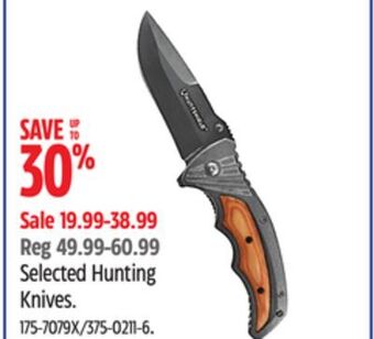 Canadian Tire Selected hunting knives offer