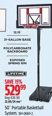 Canadian Tire 50˝ portable basketball system offer