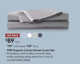 Sleep Country Pür organic cotton duvet cover set offer