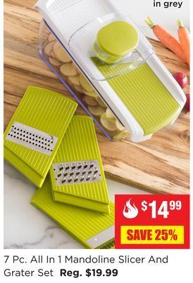 Kitchen Stuff Plus 7 pc. all in 1 mandoline slicer and grater set offer