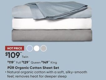 Sleep Country Pür organic cotton sheet set offer