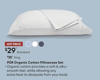 Sleep Country Pür organic cotton pillowcase set offer