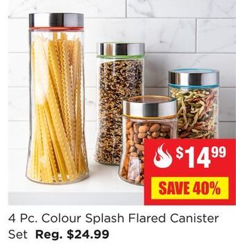 Kitchen Stuff Plus 4 pc. colour splash flared canister set offer