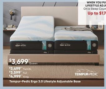Sleep Country Tempur-pedic ergo 3.0 lifestyle adjustable base offer
