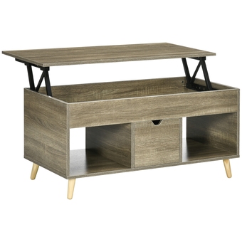 Best Buy Homcom lift top coffee table with hidden storage compartment, drawer and open shelves, coffee table with lift tabletop, cente offer