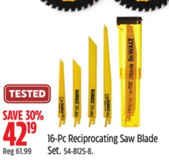 Canadian Tire Dewalt 16-pc reciprocating saw blade set offer