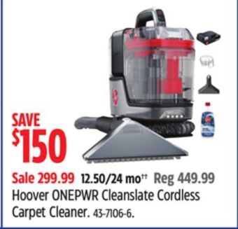 Canadian Tire Hoover onepwr cleanslate cordless carpet cleaner offer