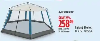 Canadian Tire Woods instant shelter offer