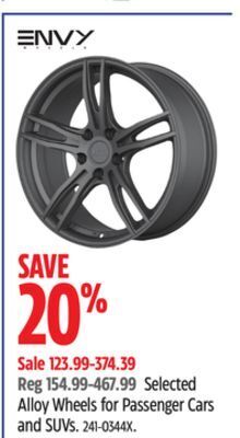 Canadian Tire Envy selected alloy wheels for passenger cars and suvs offer