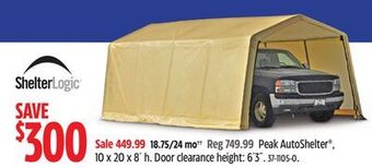 Canadian Tire Shelter logic peak autoshelter®, 10 x 20 x 8´ h offer