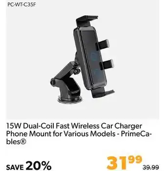 Shopper+ 15w dual-coil fast wireless car charger phone mount for various models - primecables offer