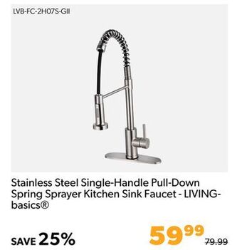 Shopper+ Stainless steel single-handle pull-down spring sprayer kitchen sink faucet - livingbasics offer