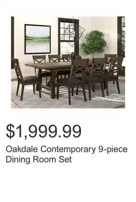 Costco Oakdale contemporary 9-piece dining room set offer