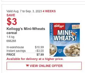 Costco Kellogg's mini-wheats cereal offer