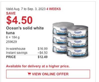 Costco Ocean's solid white tuna offer