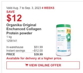 Costco Organika original enchanced collagen protein powder offer