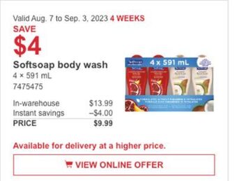Costco Softsoap body wash offer