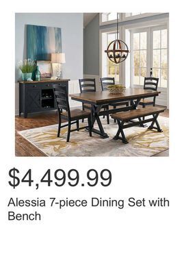 Costco Alessia 7-piece dining set with bench offer