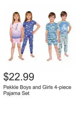 Costco Pekkle boys and girls 4-piece pajama set offer