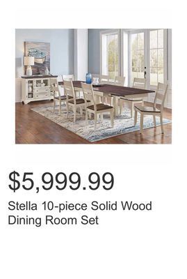 Costco Stella 10-piece solid wood dining room set offer
