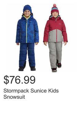 Costco Stormpack sunice kids snowsuit offer