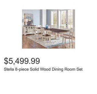 Costco Stella 8-piece solid wood dining room set offer