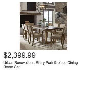 Costco Urban renovations ellery park 9-piece dining room set offer