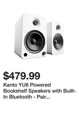 Newegg Kanto yu6 powered bookshelf speakers with built-in bluetooth - pair (matte white) offer